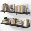 Marsmiles Extra Wide Floating Shelves for Wall, 40x8 Inch Natural Wood Grain Bookshelves, Heavy Duty Mounted Shelving for Bathroom, Kitchen, Living Room, Bedroom,Set of 2，Black
