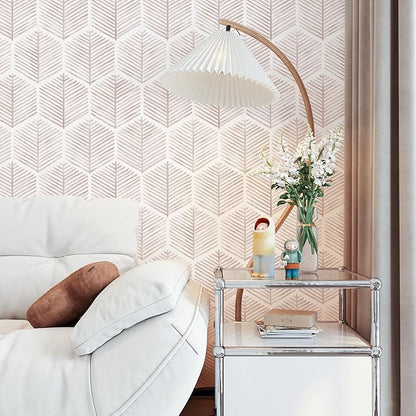 MelunMer Pink Modern Peel and Stick Wallpaper Boho Removable Self Adhesive 590''L 17.3''W Wallpaper for Bedroom/Bathroom Waterproof Contact Paper for Cabinets/Drawers Geometric Contact Paper Pink