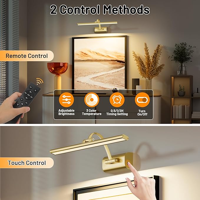 AIFEI Picture Lights for Wall Battery Operated, Rechargeable Wireless Picture Light with Remote Control, Dimmable Art Lighting for Paintings, Gallery Frame Display Light, 16