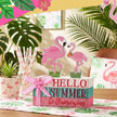 Geelin 4 Pcs Flamingo Wooden Book Stack Decor, Summer Faux Books for Home Table Centerpiece, Hello Summer Flamingos Tiered Tray Decorations Rustic Farmhouse Pink Flamingo Decor for Living Room Kitchen