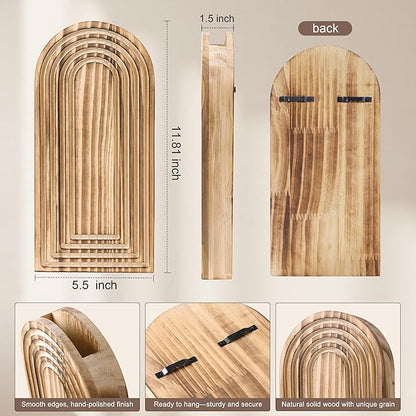 Wooden Wall Vase Set of 2, Wall Hanging Planter Modern Farmhouse Wall Decor for Boho Wall Decor for Indoor Entryway Hallway Bathroom Living Room Dining Room