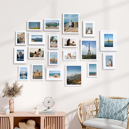Vittanly 20 Pack Picture Frames Collage Wall Decor, Gallery Wall Frame Set with 4Pcs 8x10, 8Pcs 5x7 and 8Pcs 4x6 Photo Frames, Picture Frame Set for Wall Collage or Tabletop Display, White