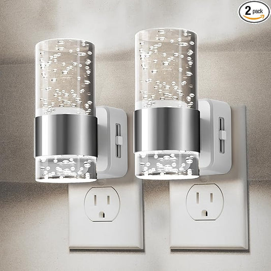 L LOHAS LED Night Light, Plug in Night Light with Auto Light Sensor[2-Pack], Brightness Adjustable with Daylight White 5000K, Wall Sconce-Style Design Nightlight for Bathroom, Hallway, Enterway