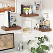 Deep Floating Shelves | 16 Inch Walnut Floating Shelves Set of 2 | 12 Inch Deep Rustic Wood Shelves for Wall | Walnut Shelves for Living Room Bathroom Kitchen Bedroom