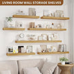 fuqing Floating Shelves for Wall, Wall Mounted Wood Floating Shelf with Invisible Brackets for Living Room, Bathroom, Bedroom, Kitchen Storage and Decor, 55 Inch Set of 2, Oak
