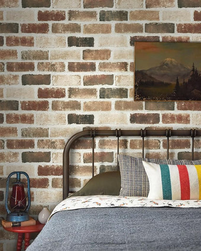 Timeet Vintage Brick Wallpaper Peel and Stick Wallpaper for Bedroom 17.5 "x 197" Brown Stone Wallpaper Self Adhesive Removable Wallpaper for Fireplace Laundry Living Room Accent Walls