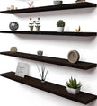 48 Inch Brown Wood Floating Shelves for Wall Rustic Wall Shelf for Bedroom Living Room Set of 4