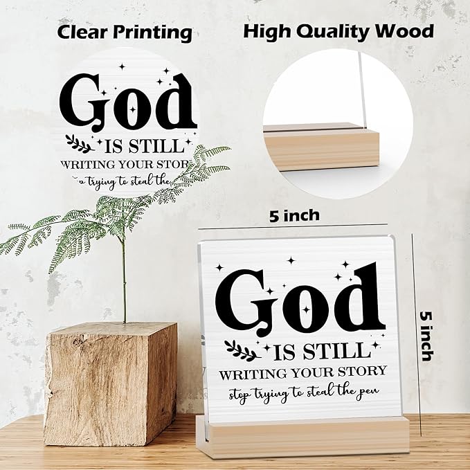Farmhouse Decor, Acrylic Christian God Home Decorations, Aesthetic Entry Way Table Shelf Decor, Living Room Table Accessories, Boho Office Decorations For Work (07)