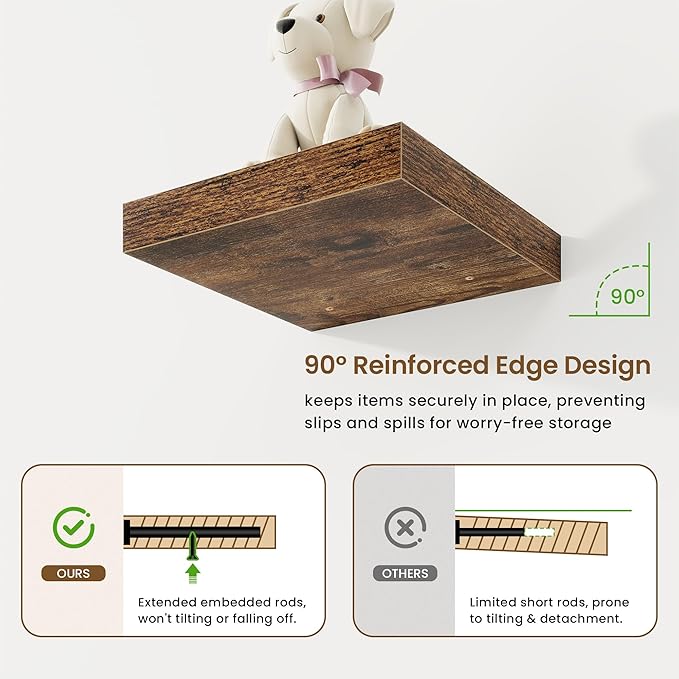 Square Floating Shelves for Wall, 9.25