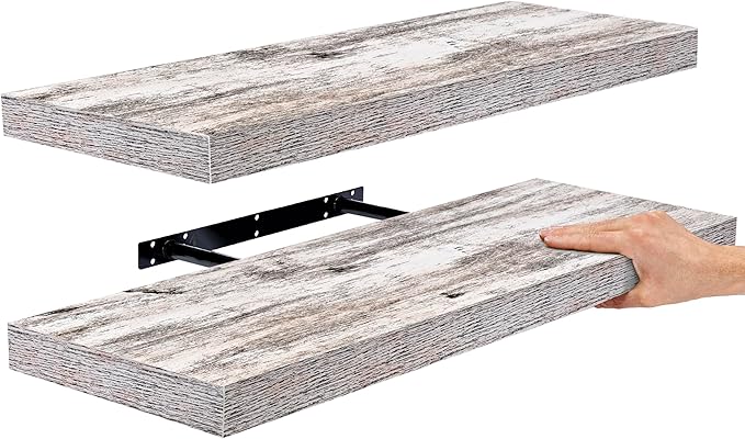 Sorbus Floating Shelves - 2 Pack 24 X 9 Inch Rustic Blue Wall Shelves for Bedroom, Kitchen, Living Room, Bathroom Shelves, Home Decor - Extra Long Floating Shelf for Trophy, Books Frames, Toilet Paper