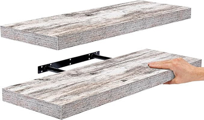 Sorbus Floating Shelves - 2 Pack 24 X 9 Inch Rustic Blue Wall Shelves for Bedroom, Kitchen, Living Room, Bathroom Shelves, Home Decor - Extra Long Floating Shelf for Trophy, Books Frames, Toilet Paper