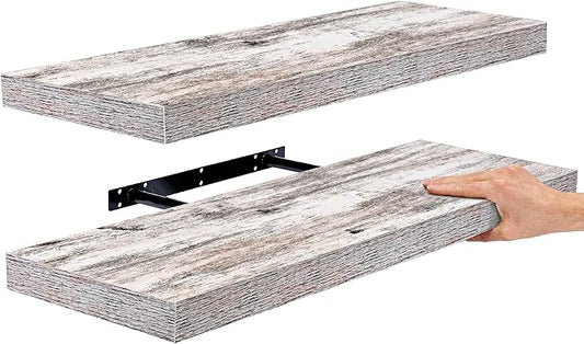 Sorbus Floating Shelves - 2 Pack 24 X 9 Inch Rustic Blue Wall Shelves for Bedroom, Kitchen, Living Room, Bathroom Shelves, Home Decor - Extra Long Floating Shelf for Trophy, Books Frames, Toilet Paper