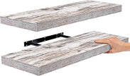 Sorbus Floating Shelves - 2 Pack 24 X 9 Inch Rustic Blue Wall Shelves for Bedroom, Kitchen, Living Room, Bathroom Shelves, Home Decor - Extra Long Floating Shelf for Trophy, Books Frames, Toilet Paper