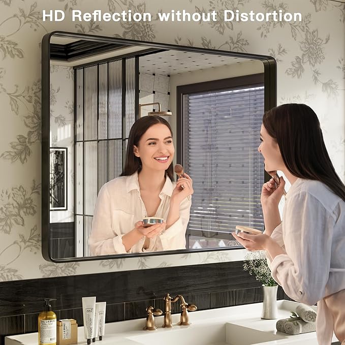 ISKM Black Bathroom Mirror for Wall 40