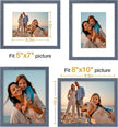 Vittanly 8x10 Picture Frames Set of 4, Display Pictures 5x7 with Mat or 8x10 without Mat, Gallery Frame Set for Wall or Tabletop Display, Engineered Wood with Shatter Resistant Plexiglass, Navy Blue