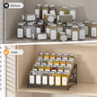 4-Tier-Spice-Rack-Organizer-for-Cabinet, Adjustable Depth Spice Holder Shelf For Countertop Pantry Cupboard, Metal Tiered Seasoning Organizer,Display Shelf Riser (Black-2 Pack)