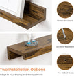 RICHFOCUS Picture Ledge Shelf, 55 inch Floating Shelves Set of 2, Wood Wall Shelves with Lip, Wall Decor Storage for Bedroom Living Room Bathroom Kitchen Nursery Photo Picture, Rustic Brown