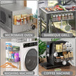 Magnetic Spice Rack for Refrigerator, 2 Pack Metal Magnetic Shelf Grey, Moveable Spice Organizer with Hooks, Super Magnetic Fridge Shelf for Kitchen Organization and Storage
