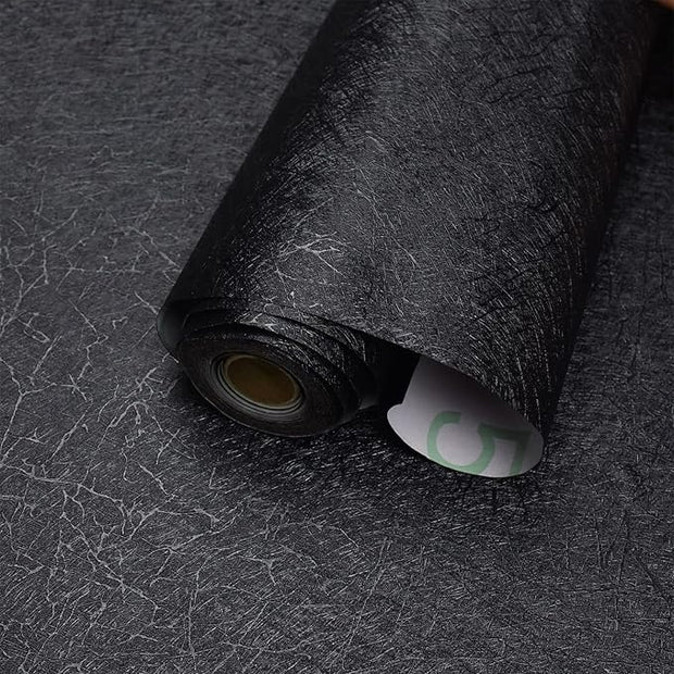 MelunMer Black Peel and Stick Wallpaper 393In L 15.7In W Self Adhesive Removable Wallpaper for Bathroom/Bedroom Modern Contact Paper Silk Textured Black Contact Paper for Cabinets Shelf Waterproof