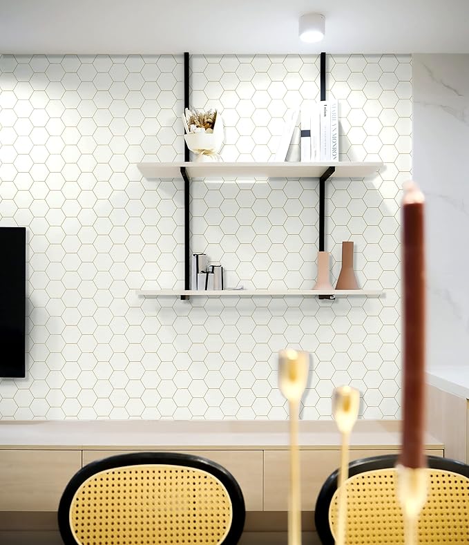 Geometric Peel and Stick Wallpaper Hexagon Modern wallpaper17.3”×197” self-Adhesive Wallpaper Contact Paper Decorative Shelf Drawer Liner Roll Waterproof