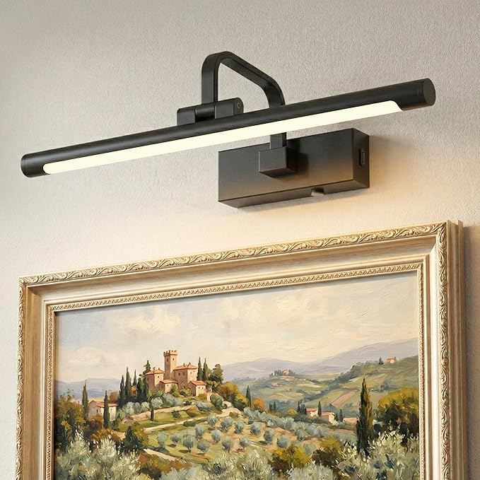 URSOLA 16“ Picture Lights for Wall, Black Battery Operated Picture Frame Light, Dimmable LED Light Over Picture Frame with 3 CCT, Display for Gallery, Living Room, Bedroom, Hallway