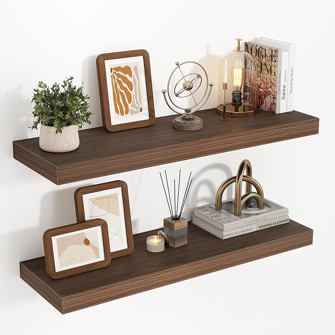 32 Inch Floating Shelves, 3D Textured Wood Grain, 32