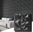 Art3d 33-Pack 3D Wall Panels for Interior Wall Decor, Modern Diamond Textured Accent Wall Paneling for Gaming Living Room TV Wall Background, 12 x 12 inch Black