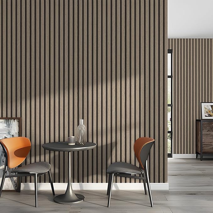 Wallpaper Peel and Stick Wood Grating Stripe Self-Adhesive Wallpaper Faux Wood Contact Paper Wood Slats Self Adhesive Wall Paper PVC Vinyl Film Removable Waterproof 17.3