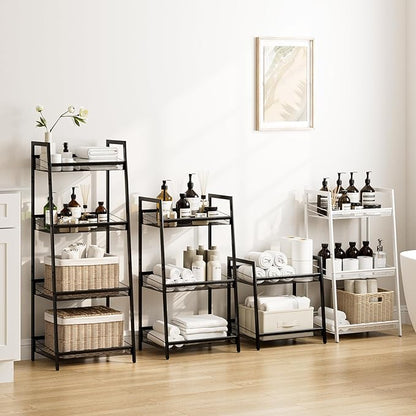 Masupu 3 Tier Bathroom Shelf, Bathroom Organizer and Storage for Small Space, Free-Standing Metal Rack Shelves Waterproof for Kitchen, Bathroom, Laundry, Toilet, White