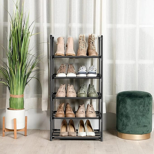 OYREL Shoe Rack, Sturdy Metal Shoes Rack Organizer,Narrow Shoes Stand Shelf 5 Tier Shoe Racks for Closets Small Space