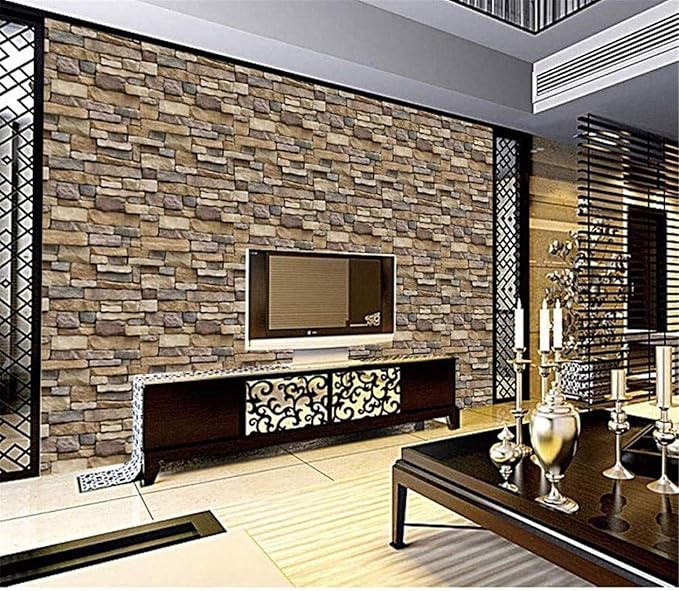 Yancorp 32.8ft Peel and Stick Wallpaper Stone Brick Wallpaper Self-Adhesive Backsplash Decorative Wallpaper Wall Covering