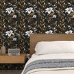 Black Gold Wallpaper Peel and Stick, Dark White Floral Vintage Contact Paper 17.5