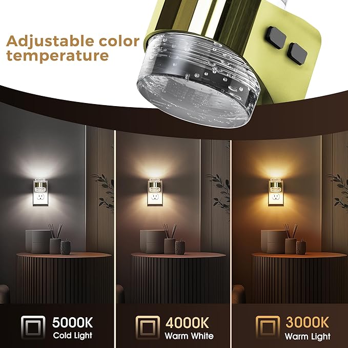 L LOHAS LED 4 Pack 3CCT Night Lights Plug into Wall, 3000K/4000k/5000K Adjustable Color Temperature Night Light,Bubble Nightlight with Dusk to Dawn Sensor for Rooms Bathroom Hallway