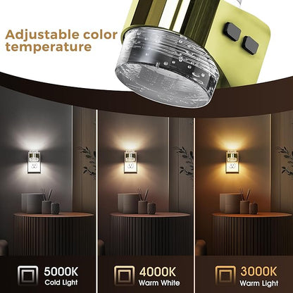 L LOHAS LED 4 Pack 3CCT Night Lights Plug into Wall, 3000K/4000k/5000K Adjustable Color Temperature Night Light,Bubble Nightlight with Dusk to Dawn Sensor for Rooms Bathroom Hallway