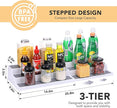 3 Tier Expandable Spice Rack Organizer, Plastic Spice Rack, Adjustable Length 14.6In-25.8In, Non-Skid Tiered Spice Shelf Organizer for Kitchen Cabinet, Cupboard, Pantry, White/Grey