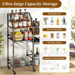 VINAEMO Rolling Bar Cart with Wine Glass Holder, Bar Carts for The Home, Bar Stand for Home, Small Mini Bar for Whiskey Wine, Liquor Cart for Home Bar, Alcohol Cabinet for Bar, Kitchen, Dining Room