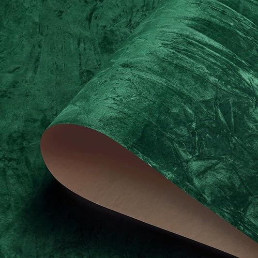 30"x160" Emerald Green Wallpaper Peel and Stick Crushed Velvet Wallpaper Self Adhesive Felt Fabric Green Velvet Drawer Liner Felt Flocking Liner for Dresser Studio Bedroom Accent Wall Decor