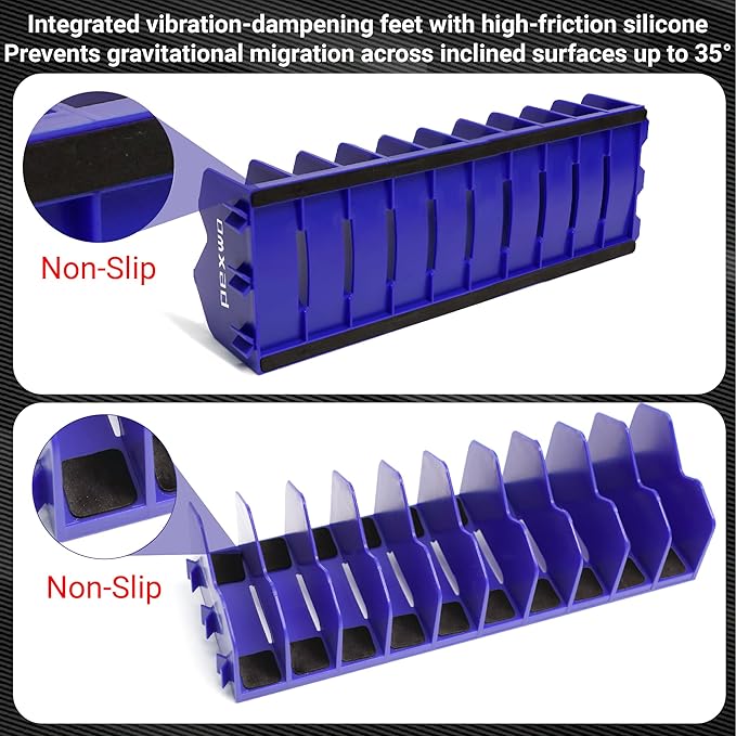 Plier Organizer & Rack (2-Pack, Blue) – 20-Slot Tool Storage for Toolbox Drawers – Non-Slip Rubber Base, Interlocking Modular Holders for Pliers, Cutters & Wrenches