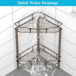 2 Tier Floor Standing Corner Shower Caddy Organizer Shelf with Hooks, Bathroom Shelves Stand Rack, Bronze