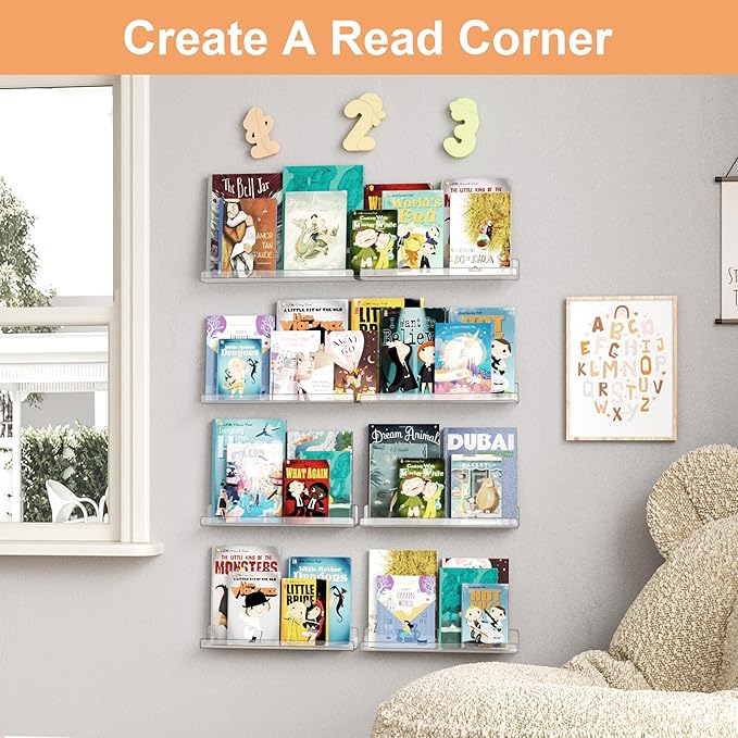 upsimples 14 Pack Acrylic Shelves Wall Organizer and Storage, 15