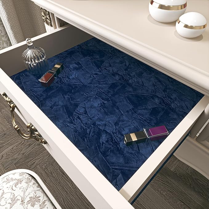 LACHEERY Navy Blue Felt Fabric Wallpaper Textured Velvet Paper Roll 15.8