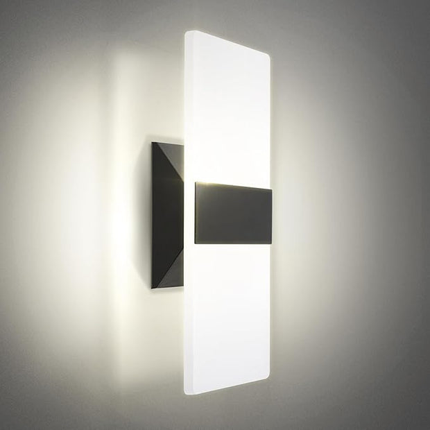 ASD LED Indoor Wall Mount Light Fixture - 12 Inch 12W Modern Interior Matte Black Dimmable Wall Sconce Light - UL 2700K-5000K Adjustable - Hallway, Bedroom LED Wall Lights