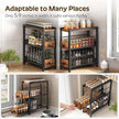 Spice Rack, 3-Tier Pull Out Spice Rack Organizer for Countertop, Narrow Kitchen Countertop Storage Shelf with 2 Drawers, for Kitchen, Cafe, Rustic Brown and Black SR02BR