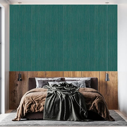Teal Grasscloth Peel and Stick Wallpaper Texture Contact Paper 15.7" X 120" Self-Adhesive Faux Grasscloth Removable Wallpaper Cabinets Counter Top Liners