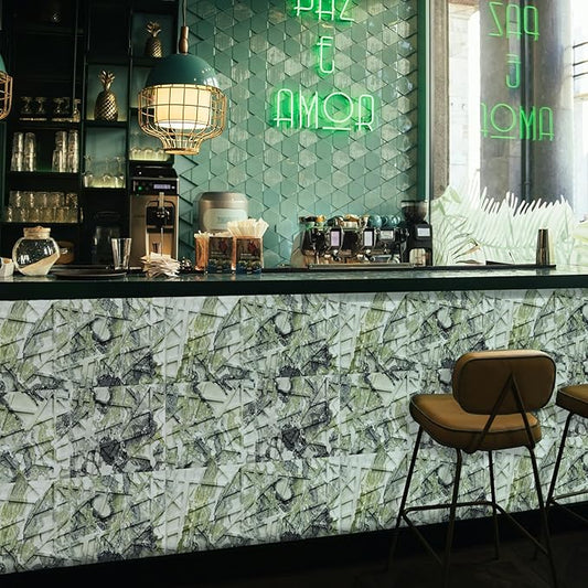 33 Pack 3D Wall Panels for Interior Wall Decor, 12''x12'' Ice Green Marble Effect Accent Textured Wall Panels, Wall Covering Panles for Living Room, Gaming Room, TV Background, Cover 32 Sq.Ft