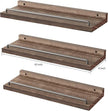 Floating Shelves for Wall Decor Bathroom Shelves Over Toilet, Farmhouse Wall Shelves for Living Room, Bedroom, Picture Frames, Plants, Kitchen (Dark Brown, Set of 3)
