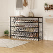 SUOERNUO Shoe Rack 5 Tier Shoe Storage Organizer Metal Mesh Shelves with MDF Top Board for Entryway, Hallway, Closet,Bedroom，Living Room (Black+Rustic Brown, Large 5 Tier)