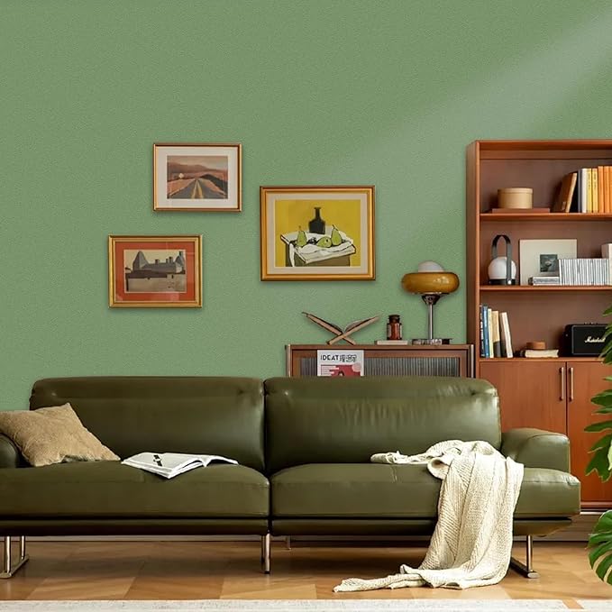 Yancorp 16"x394" Matte Grass Green Peel and Stick Wallpaper Removable Contact Paper for Cabinets and Drawers Stick on Wall Paper for Bedroom Kitchen Self-Adhesive
