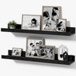 24inch Floating Picture Ledge Shelves 2-Pack, Black Wall Mounted Shelves with Lip for Nursery, Kids Room, Living Room & Bedroom, Sturdy Floating Book Shelves for Photo Frames & Decor