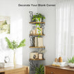 Alsonerbay Corner Shelf Wall Mount, 4 Tier Floating Shelves for Wall Storage, Rustic Wood Shelves for Bedroom, Living Room, Bathroom, Entryway, Garage (Dog Shaped)
